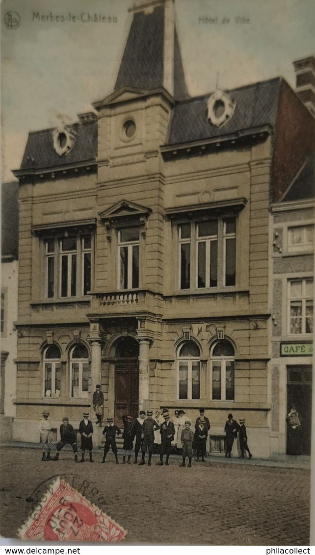 Merbes Le Chateau // Hotel De Ville - Animee (Color) 1909 Rare - Merbes-le-Chateau