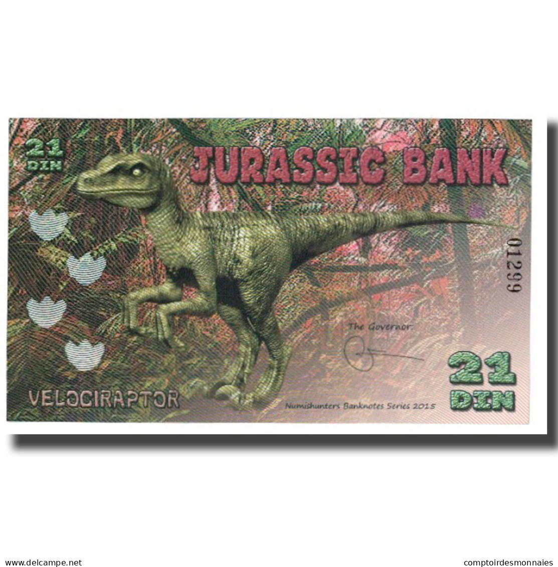 Billet, Espagne, Billet Touristique, 2015, JURASSIC BANK 21 DIN, NEUF - [ 7] Errors & Varieties