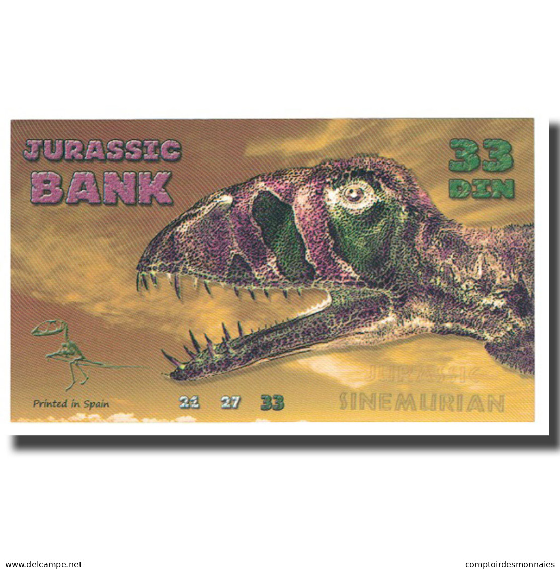 Billet, Espagne, Billet Touristique, 2015, JURASSIC BANK 33 DIN, NEUF - [ 7] Fautés & Variétés