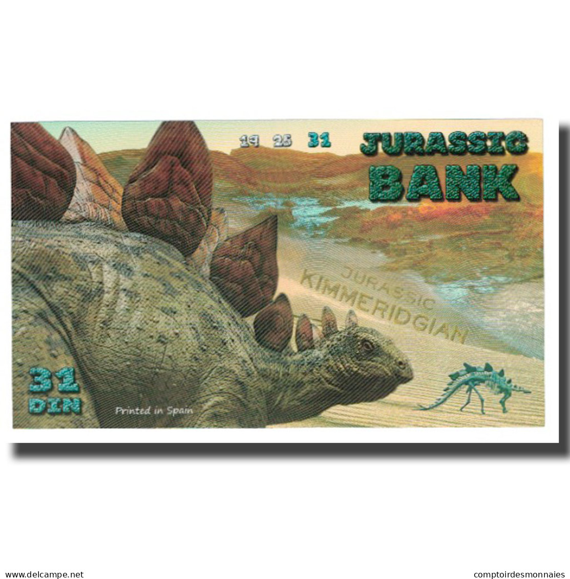 Billet, Espagne, Billet Touristique, 2015, JURASSIC BANK 31 DIN, NEUF - [ 7] Fehldrucke