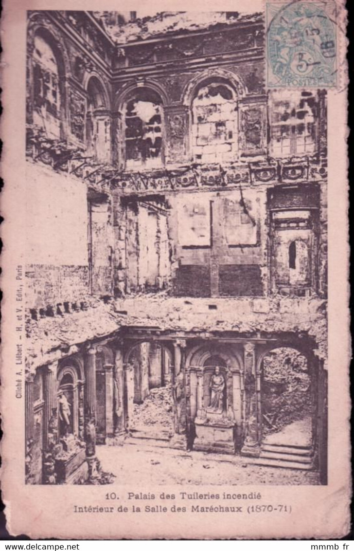 445 LA COMMUNE DE PARIS 1871 PALAIS DES TUILERIES INCENDIE - INTERIEUR DE LA SALLE DES MARECHAUX - Otros & Sin Clasificación