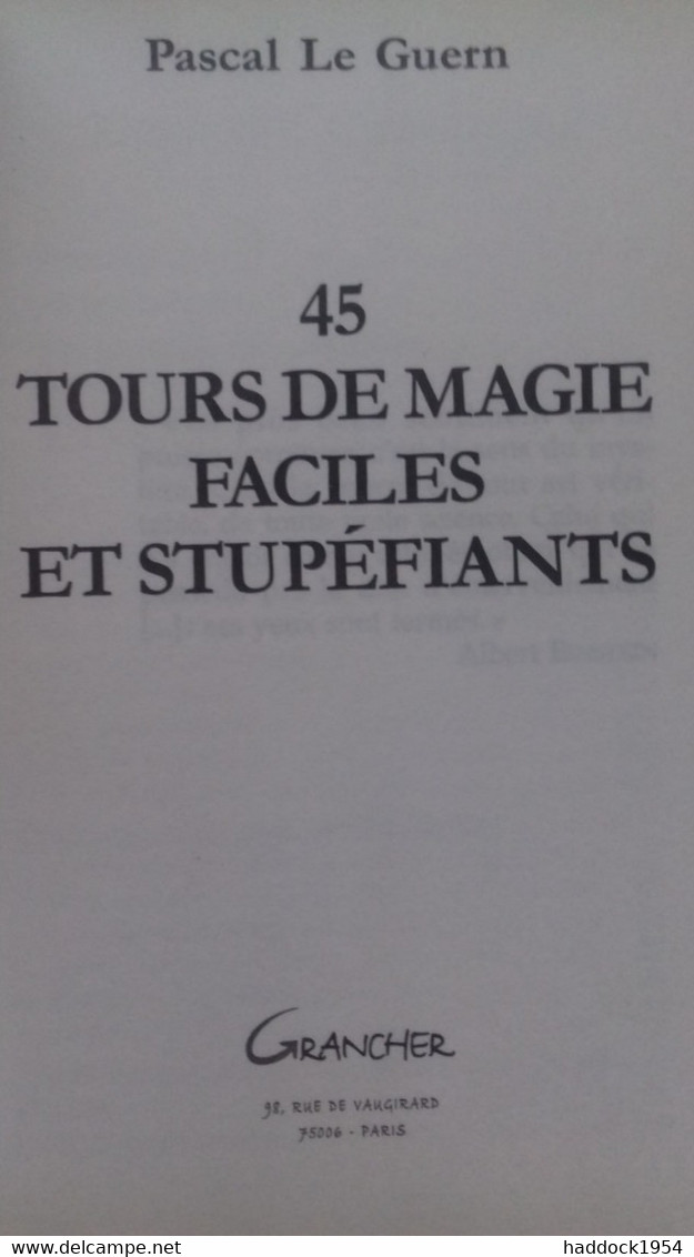 45 Tours De Magie PASCAL LE GUERN Grancher 2000 - Giochi Di Società