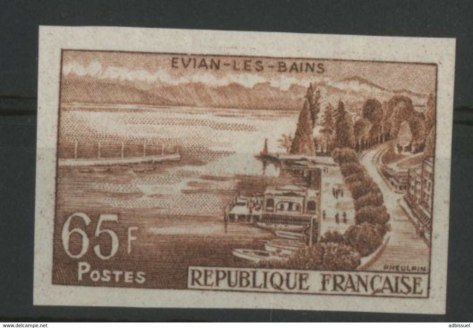 N° 1131 ESSAI NON DENTELE Evian Les Bains 65Fr Brun. Neuf * (MH). TB. - Pruebas De Colores 1945-…