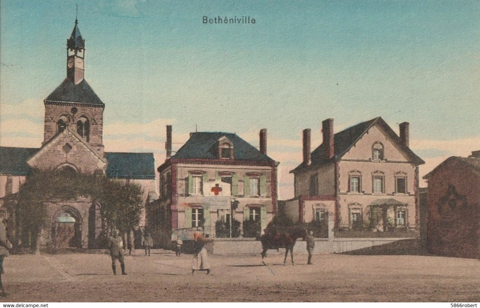 CARTE POSTALE ORIGINALE ANCIENNE COULEUR : BETHENIVILLE ANIMEE OCCUPATION ALLEMANDE 1915 MARNE (51) - Bétheniville