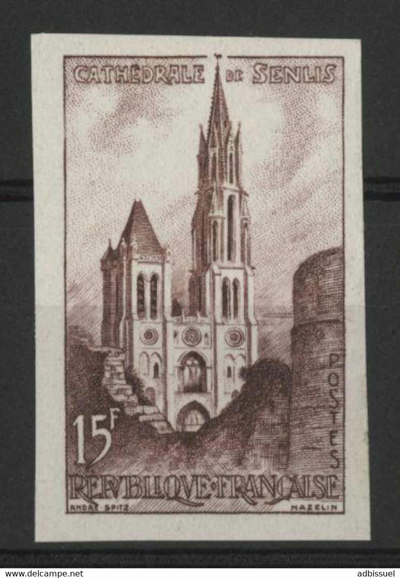 N° 1165 ESSAI NON DENTELE Cathédrale De Senlis 15Fr Brun Foncé. Neuf * (MH). TB. - Essais De Couleur 1945-…
