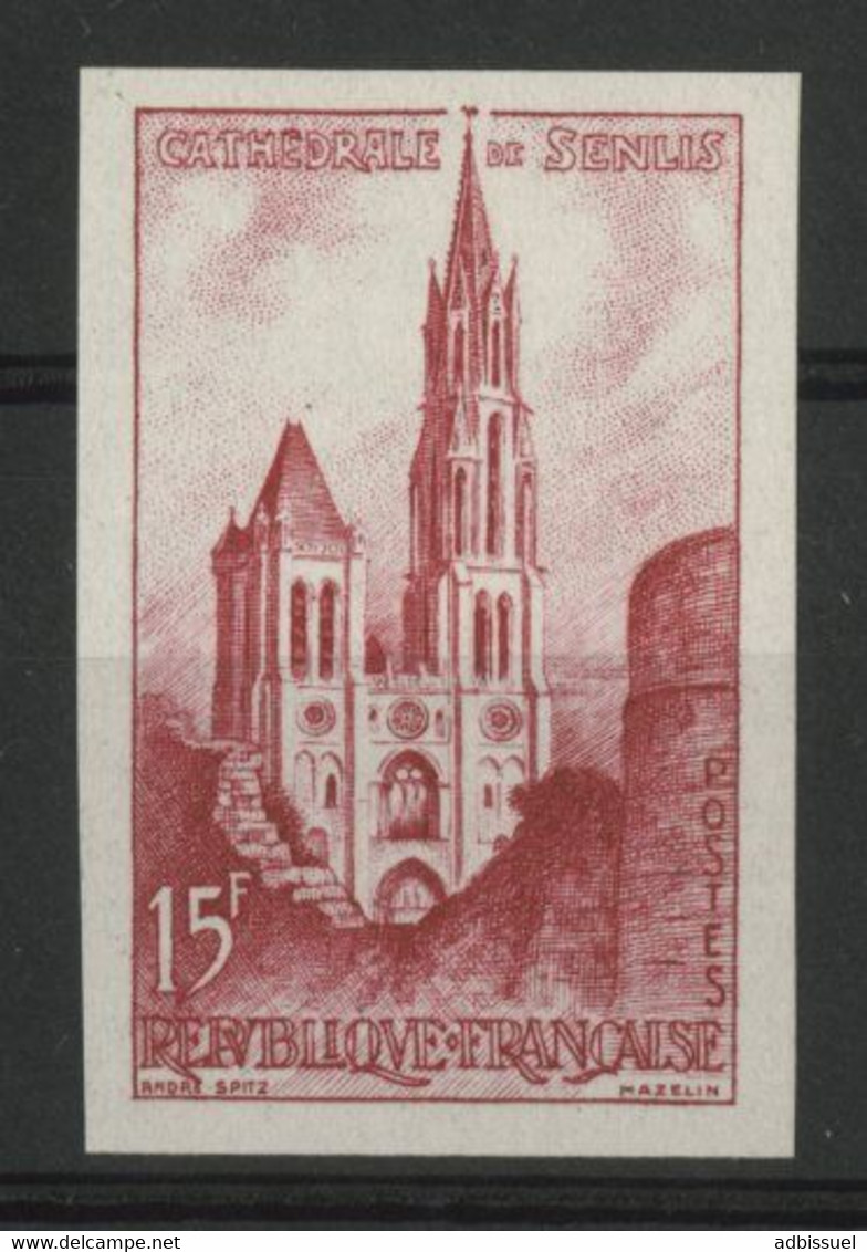 N° 1165 ESSAI NON DENTELE Cathédrale De Senlis 15Fr Rose Carminé. Neuf * (MH). TB. - Color Proofs 1945-…