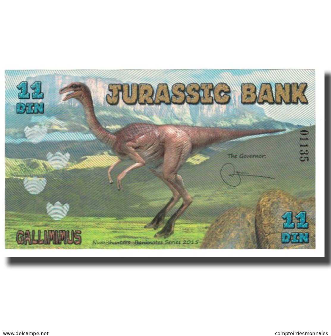 Billet, Espagne, Billet Touristique, 2015, JURASSIC BANK 11 DIN, NEUF - [ 7] Fautés & Variétés