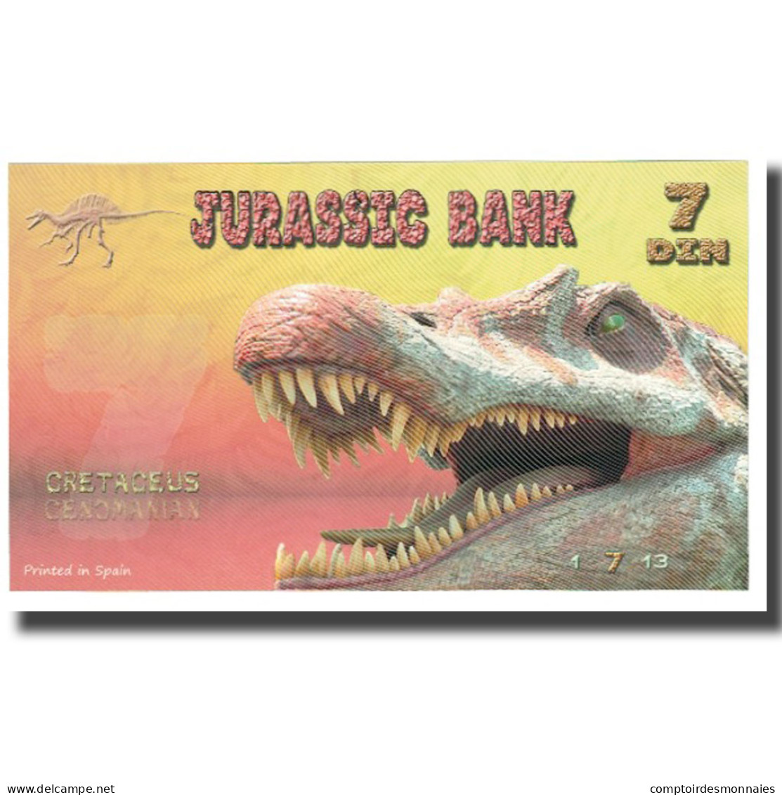 Billet, Espagne, Billet Touristique, 2015, JURASSIC BANK 7 DIN, NEUF - [ 7] Fautés & Variétés