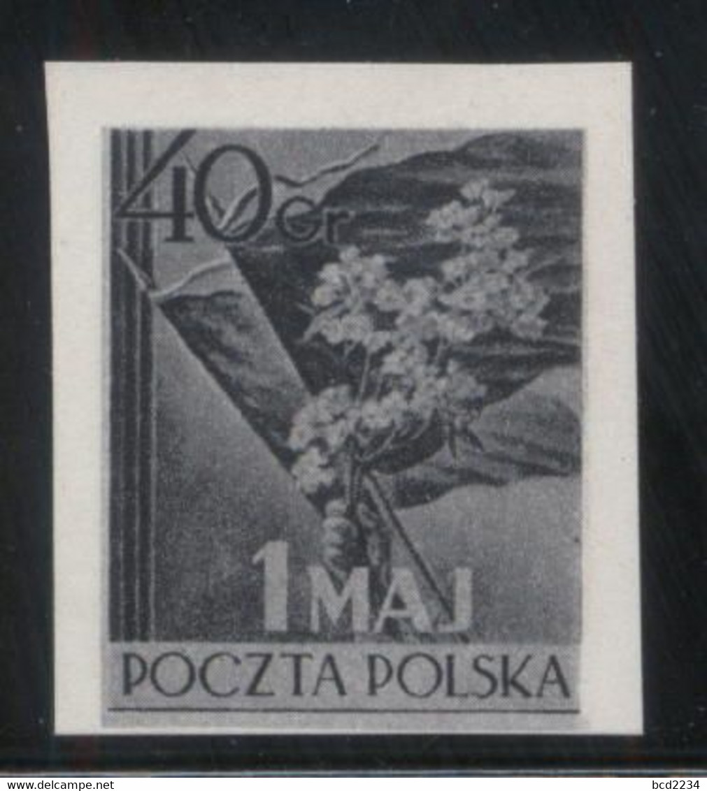 POLAND 1954 MAY LABOUR LABOR DAY BLACK PRINT PROOF NHM Flowers Flag Mayflowers - Proeven & Herdruk