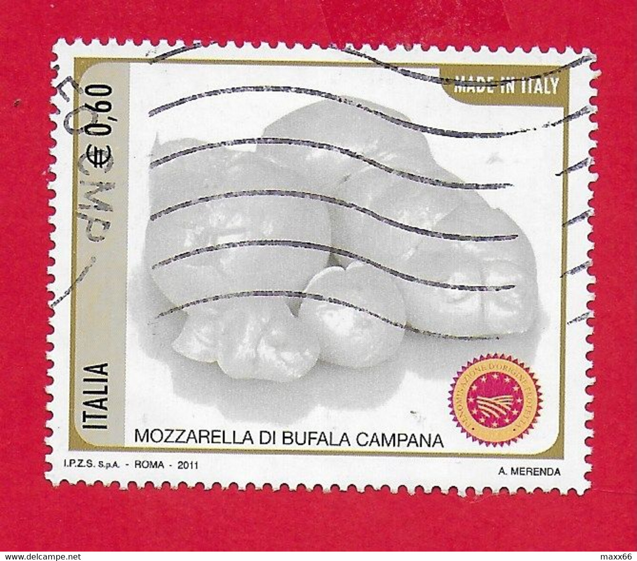 ITALIA REPUBBLICA USATO 2011 - Made In Italy - Formaggi - Mozzarella Di Bufala Campana - € 0,60 - S. 3224 - 2001-10: Usati