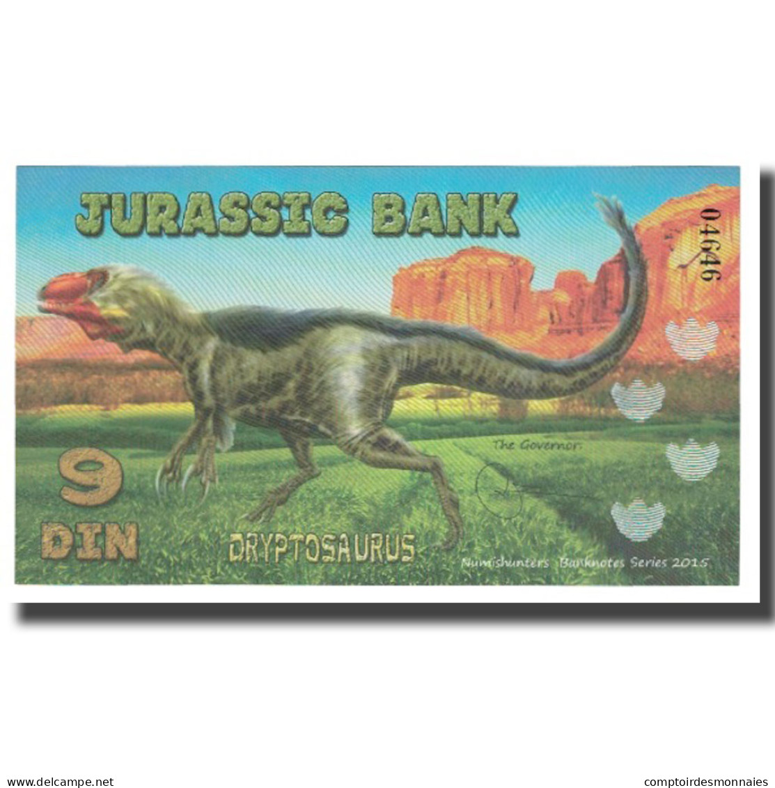 Billet, Espagne, Billet Touristique, 2015, JURASSIC BANK 9 DIN, NEUF - [ 7] Fautés & Variétés