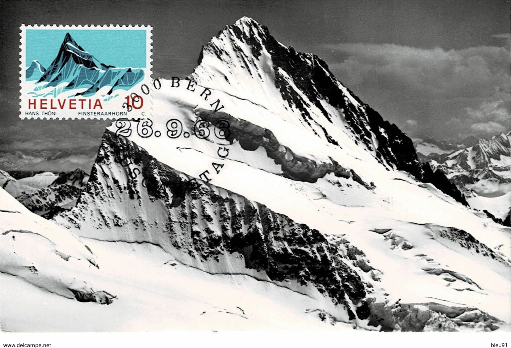 CARTE MAXIMUM MONTAGNE BERG MOUNTAIN FINSTERAARHORN SUISSE 1966 - Cartoline Maximum