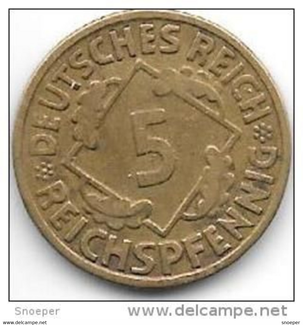 *weimar Rep 5 Pfenng 1924 G Km 39  Vf+ - 5 Rentenpfennig & 5 Reichspfennig