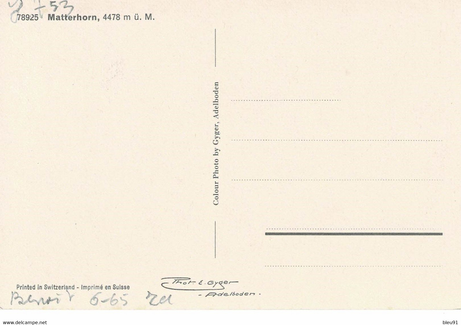 CARTE MAXIMUM MONTAGNE BERG MOUNTAIN MATTERHORN CERVIN SUISSE 1965 - Maximumkaarten