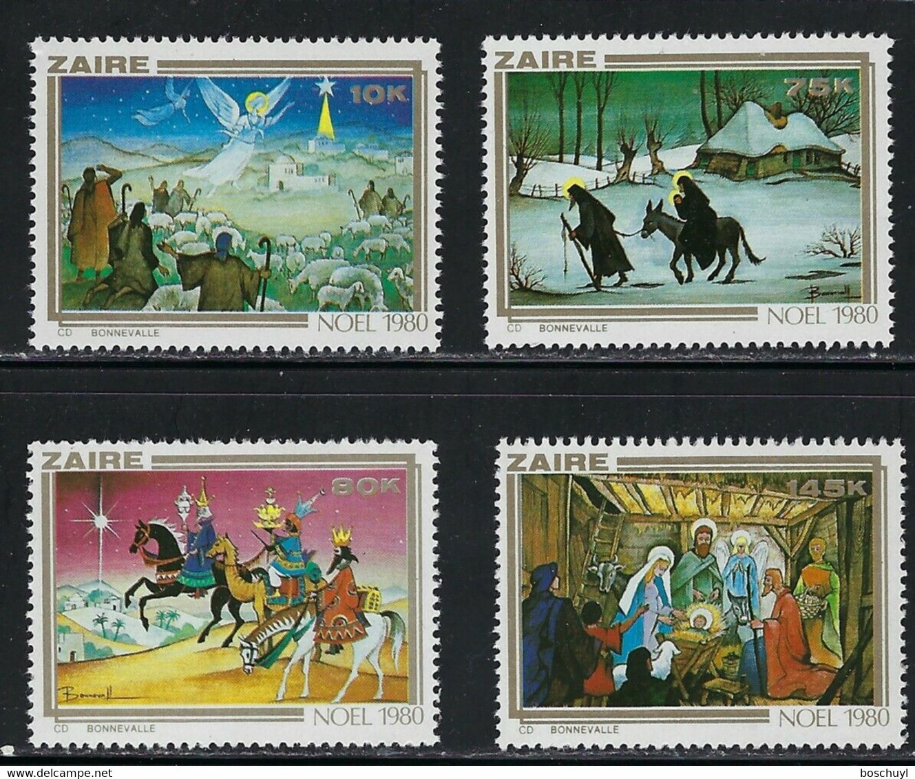 Zaire, 1980, Christmas, Painting, MNH, Michel 703-706 - Otros & Sin Clasificación