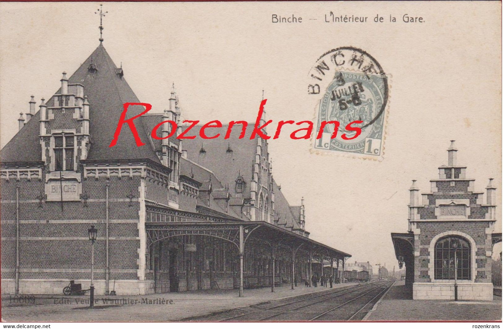 Binche - L'Intérieur De La Gare - 1910 Geanimeerd ZELDZAAM TOPKAART Station Railway Treinstation (in Zeer Goede Staat) - Binche