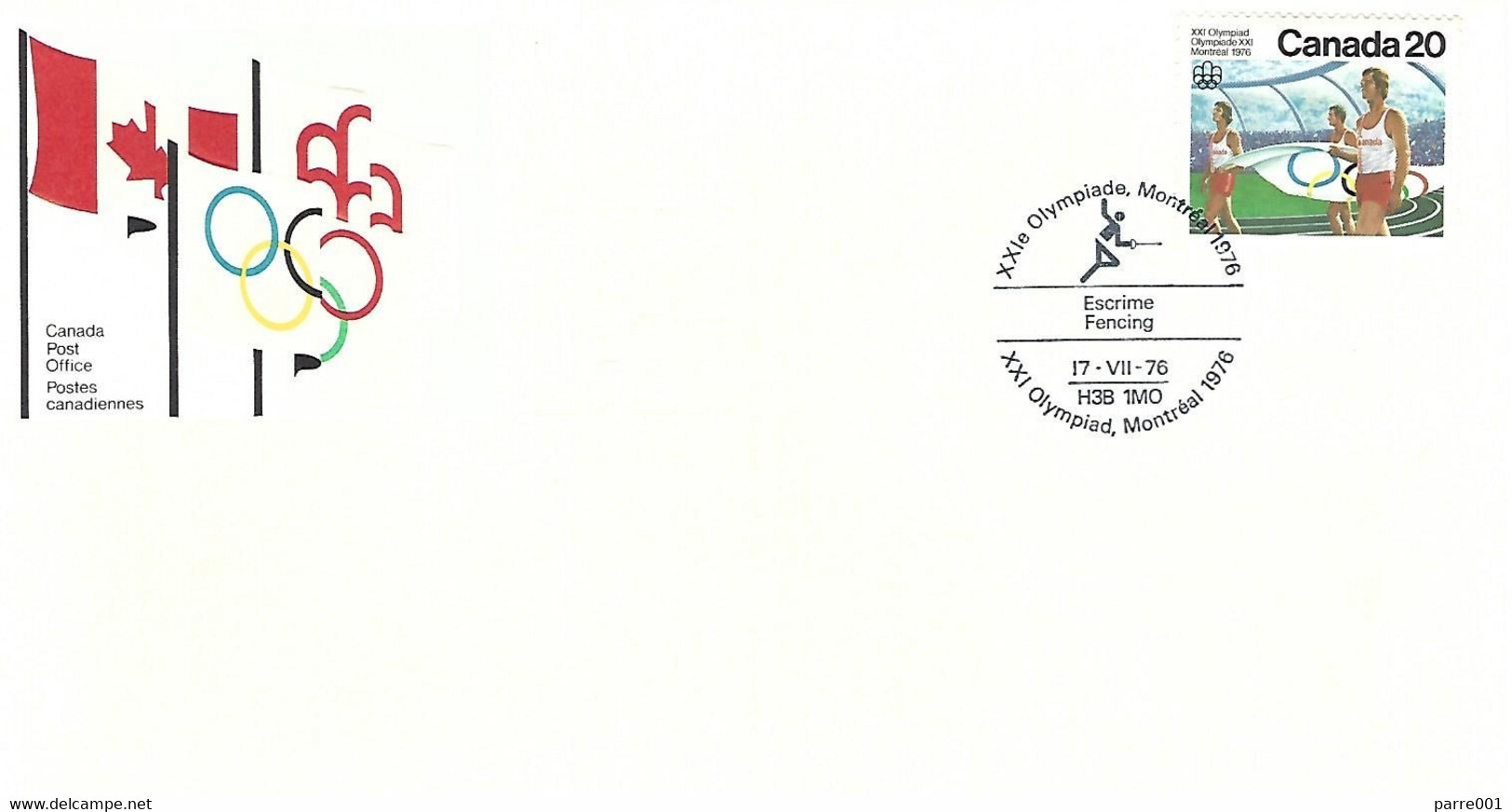 Canada 1976 Montreal Escrime Fencing Olympic Games Cover - Scherma