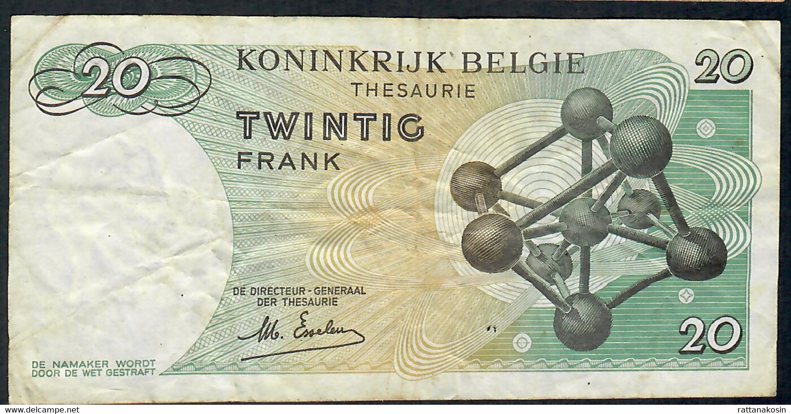 BELGIUM  P132b  20  FRANCS   15.6.1964  #3L       F-VF - 20 Francs