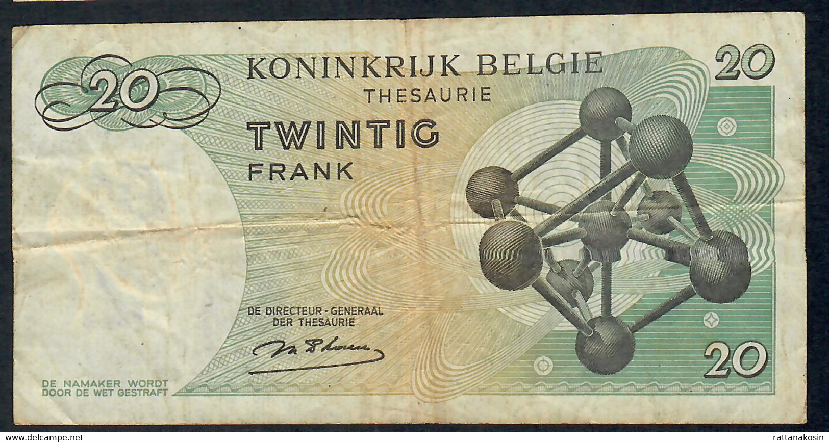 BELGIUM  P132b  20  FRANCS   15.6.1964  #2O       F-VF - 20 Francos