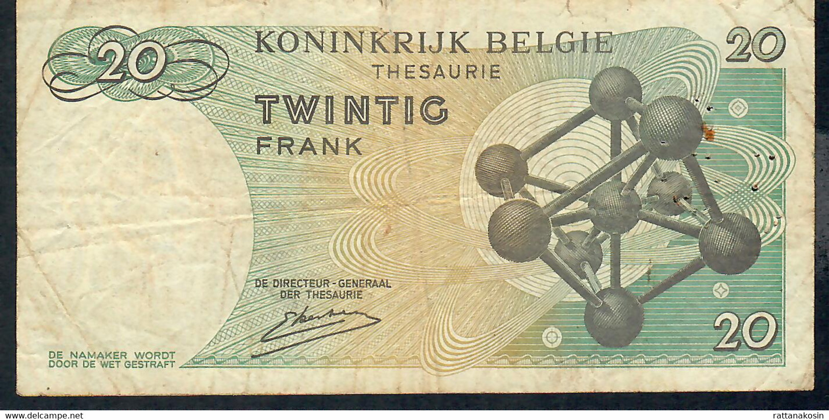 BELGIUM  P132b  20  FRANCS   15.6.1964  #4B       F-V - 20 Francos