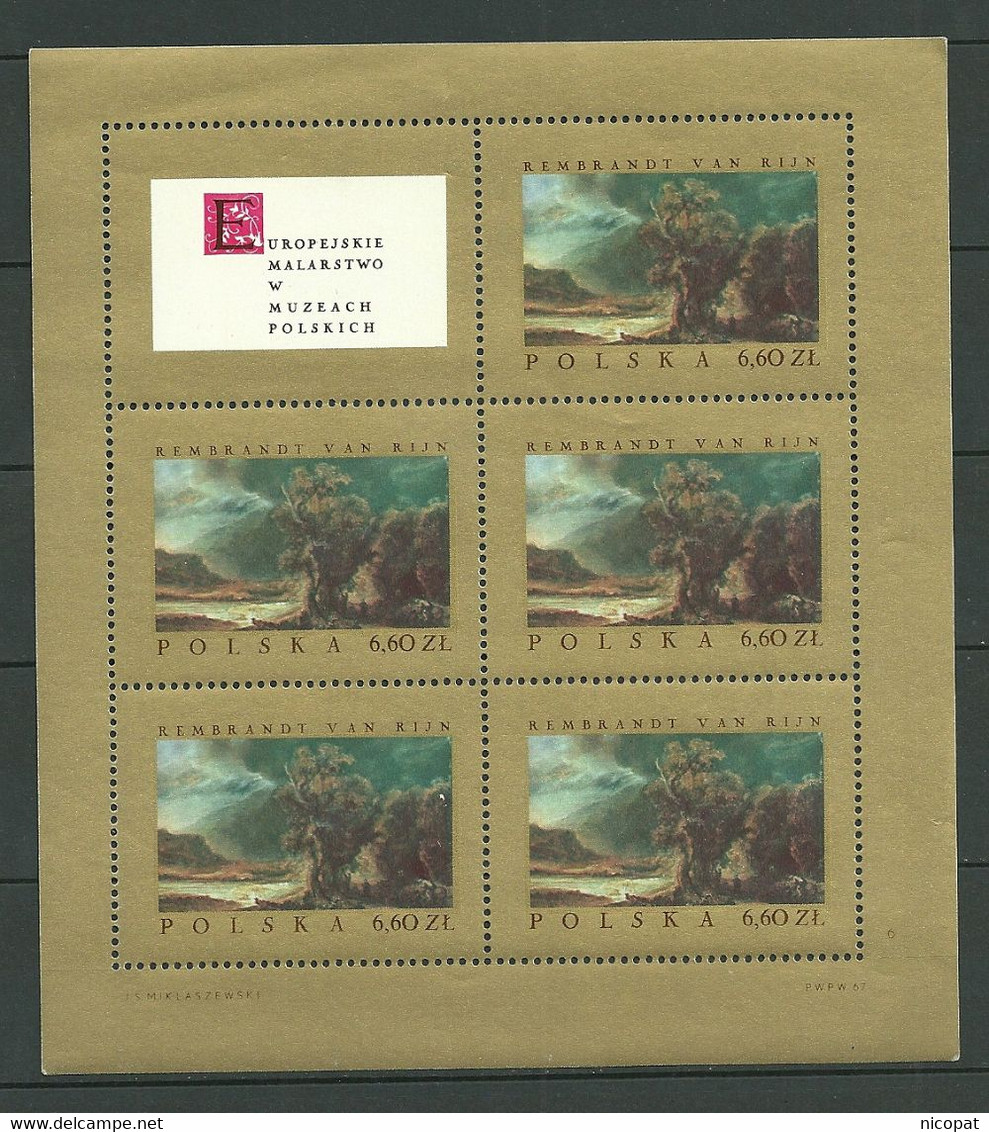 POLAND MNH 1667 FEUILLET PEINTURE LE BON SAMARITAIN. REMBRANDT - Ganze Bögen