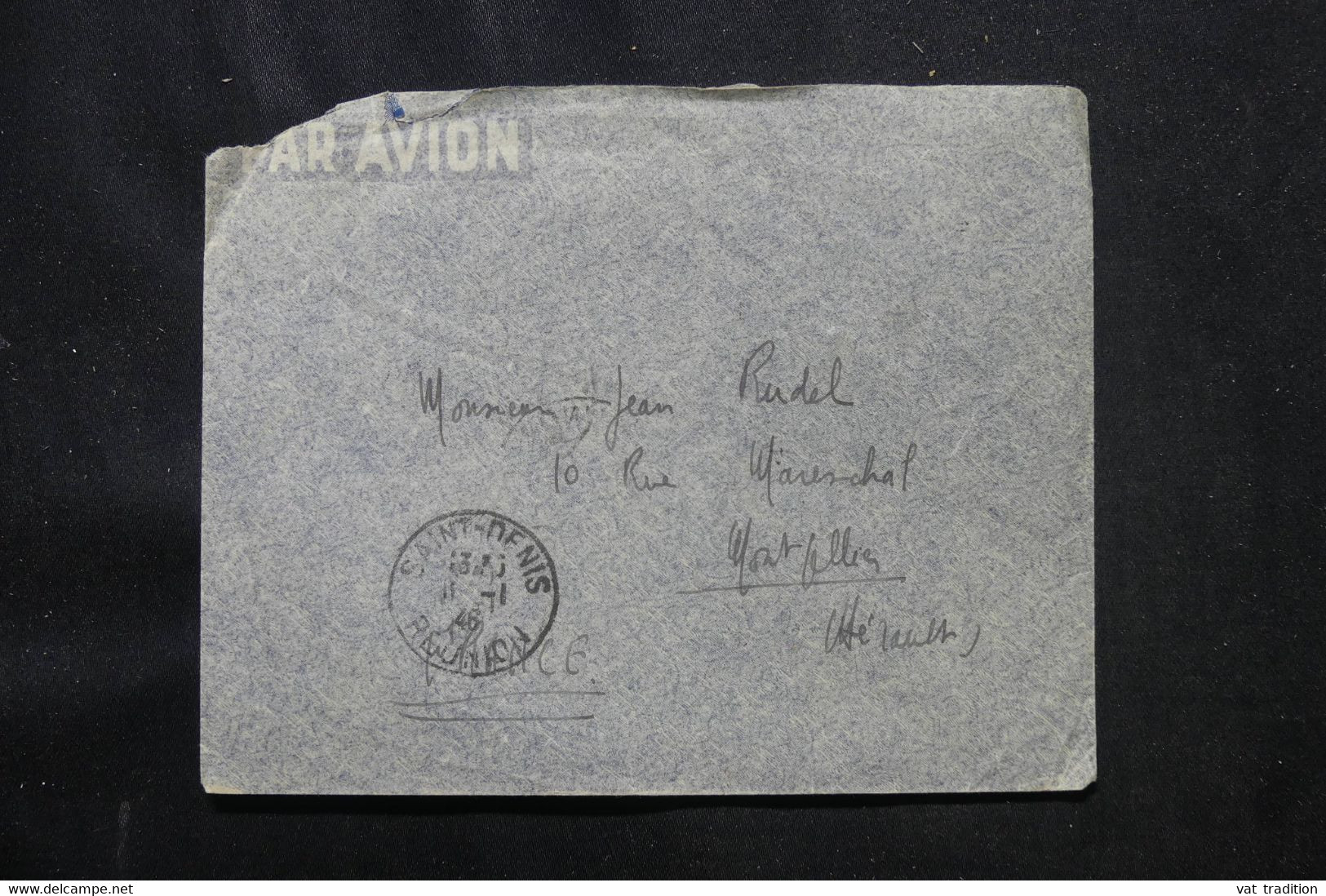 RÉUNION - Affranchissement De St Denis Au Verso D'une Enveloppe De La Rivière Des Pluies Pour La France En 1946- L 76062 - Brieven En Documenten