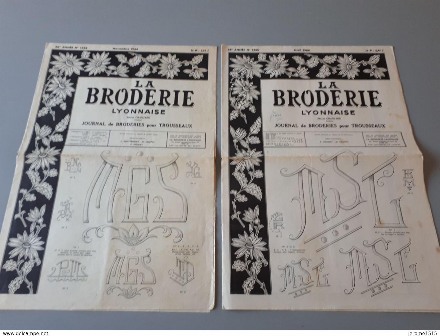 La Broderie LYONNAISE 1966/68 N° 1233 1250 Alphabets- Layette-Ecussons- Lingerie & - Stickarbeiten