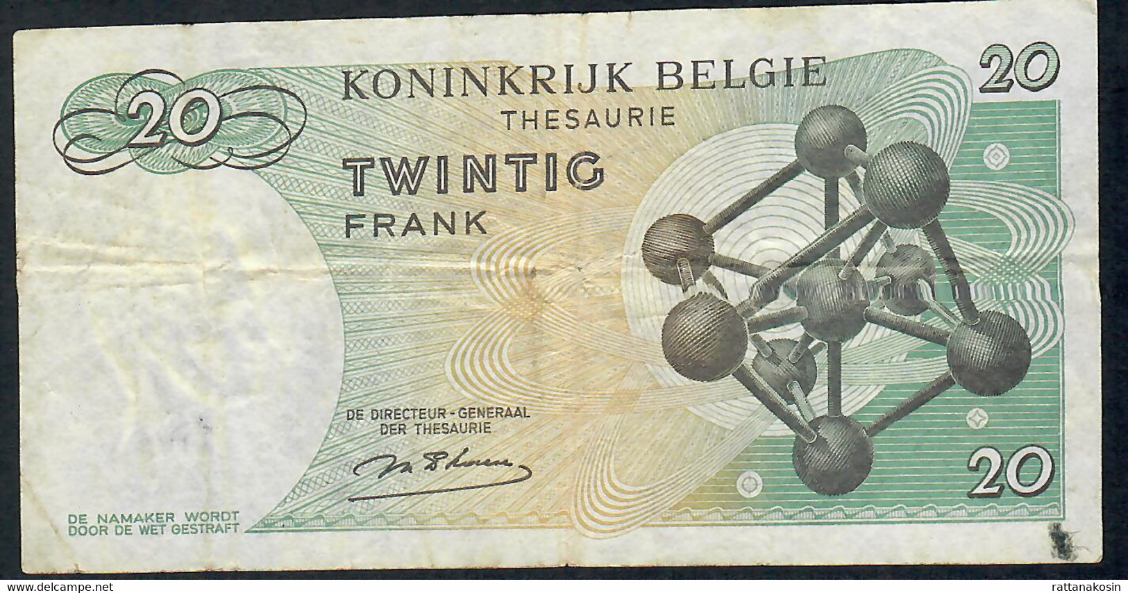 BELGIUM  P132b  20  FRANCS   15.6.1964  #3C       F-V - 20 Francs