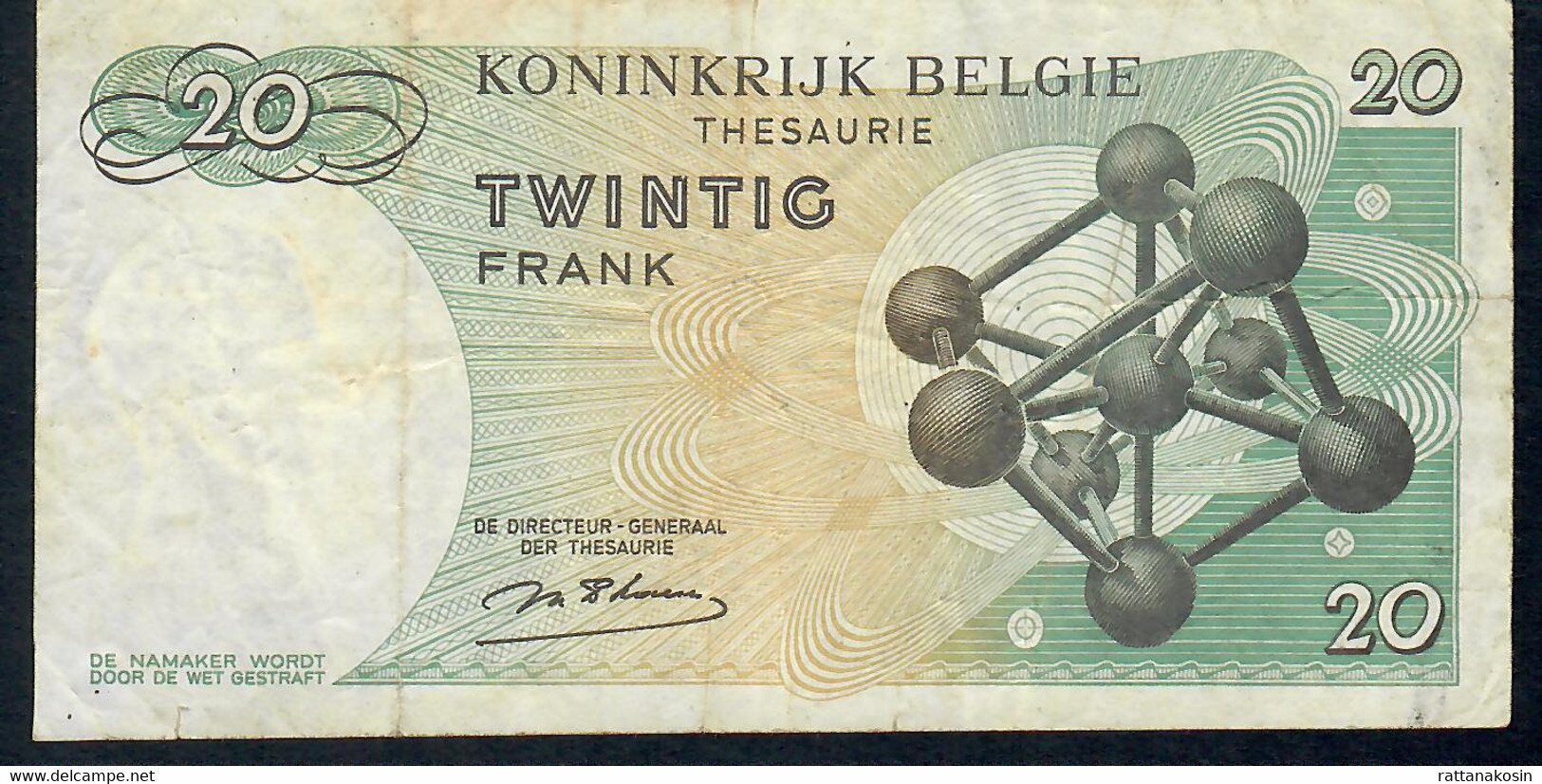 BELGIUM  P132b  20  FRANCS   15.6.1964  #3D       F-V - 20 Francs