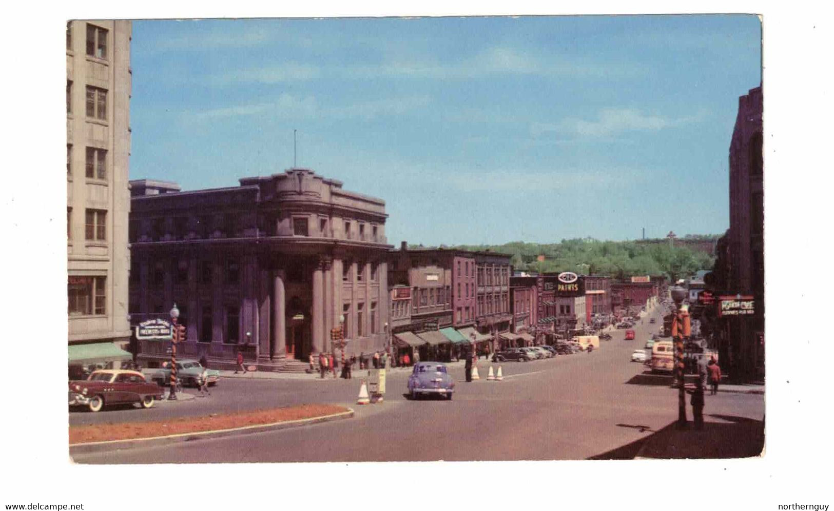 SHERBROOKE, Quebec, Canada, King Street & Stores, 1950's Cars, Old Chrome Postcard - Sherbrooke