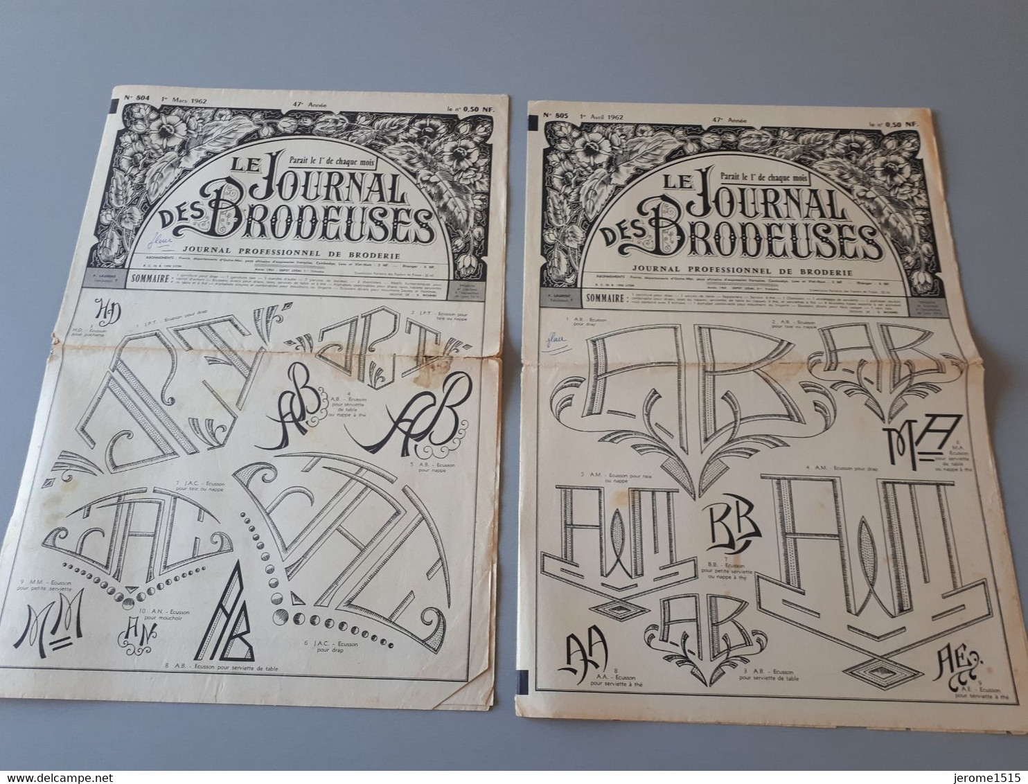 Le Journal Des Brodeuses 1961/62 N° 804/805 Alphabets Layette-Ecussons- Lingerie & - Cross Stitch