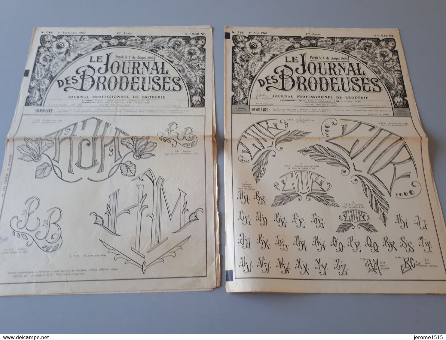 Le Journal Des Brodeuses 1960/61 N° 786/793 Alphabets Layette-Ecussons- Lingerie & - Punto De Cruz