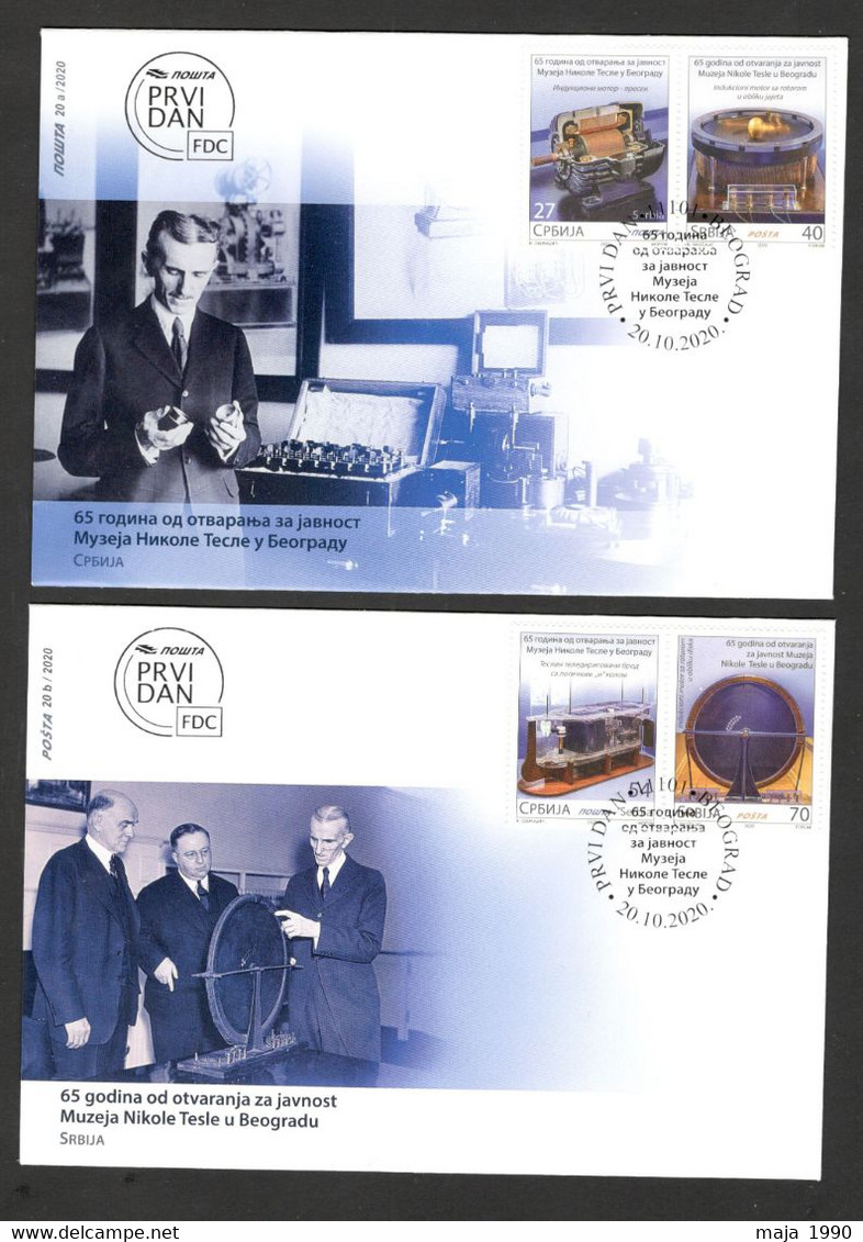 SERBIA - 2 FDC - 65 YEARS SINCE THE OPENING OF THE NIKOL TESLA MUSEUM IN BELGRADE - 2020. - Serbia