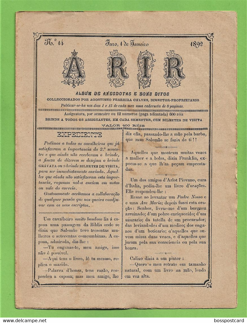 Faro - 45 Álbuns De Anedotas "A Rir" De 1891, Do Nº 13 Ao Nº 47 - Publicidade Da Farmácia Chaves - Portugal (Muito Raro) - Humour