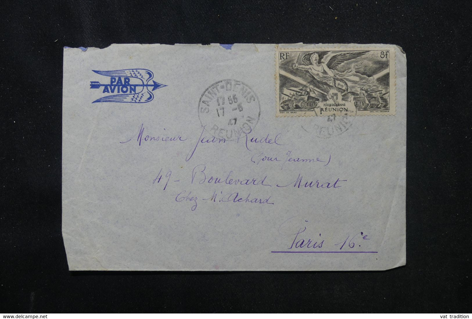 RÉUNION - Affranchissement De St Denis Sur Enveloppe De La Rivière Des Pluies Pour La France En 1947 - L 76083 - Brieven En Documenten