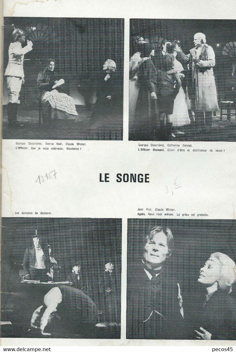 AVANT-SCENE THEATRE N° 465 : Le SONGE / STRINBERG - 1971. - Theater, Kostüme & Verkleidung