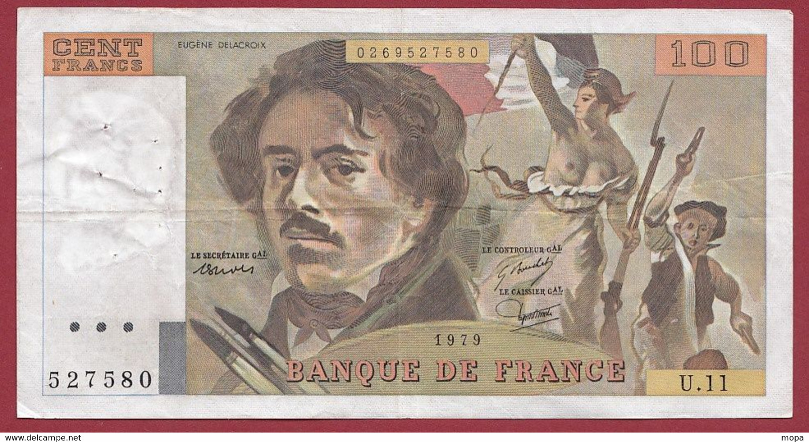 100 Francs "Delacroix" --1979 ---ALPH .U.11  Dans L 'état - 100 F 1978-1995 ''Delacroix''