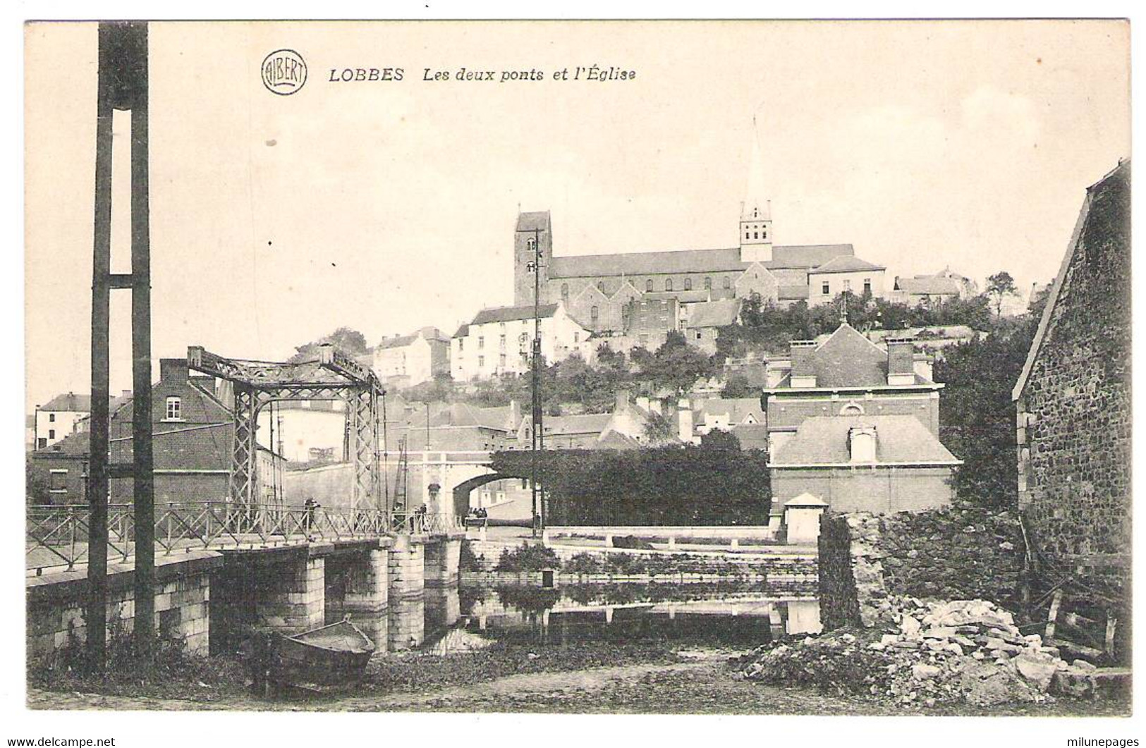 BELGIQUE Belgie Les Deux Ponts Et L'église  De LOBBES édition Namur-Horgnies - Lobbes