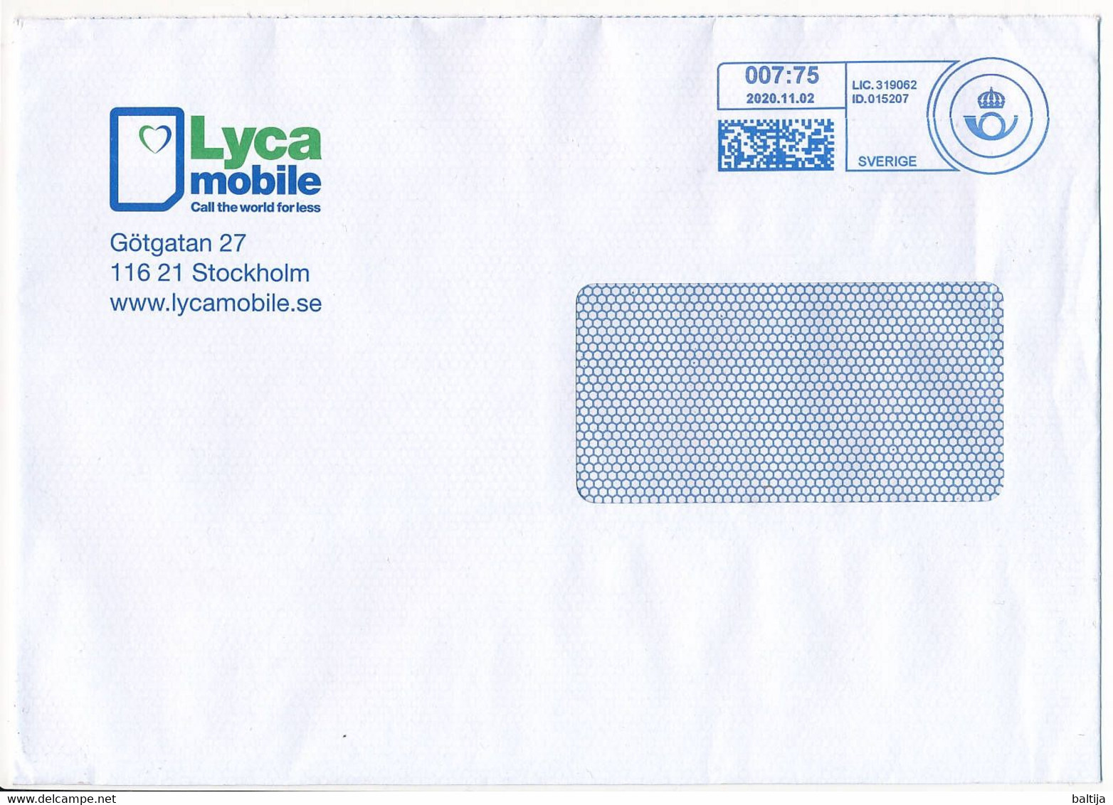 Domestic Meter Cover / Freistempel, Lyca Mobile - 2 November 2020 - Covers & Documents