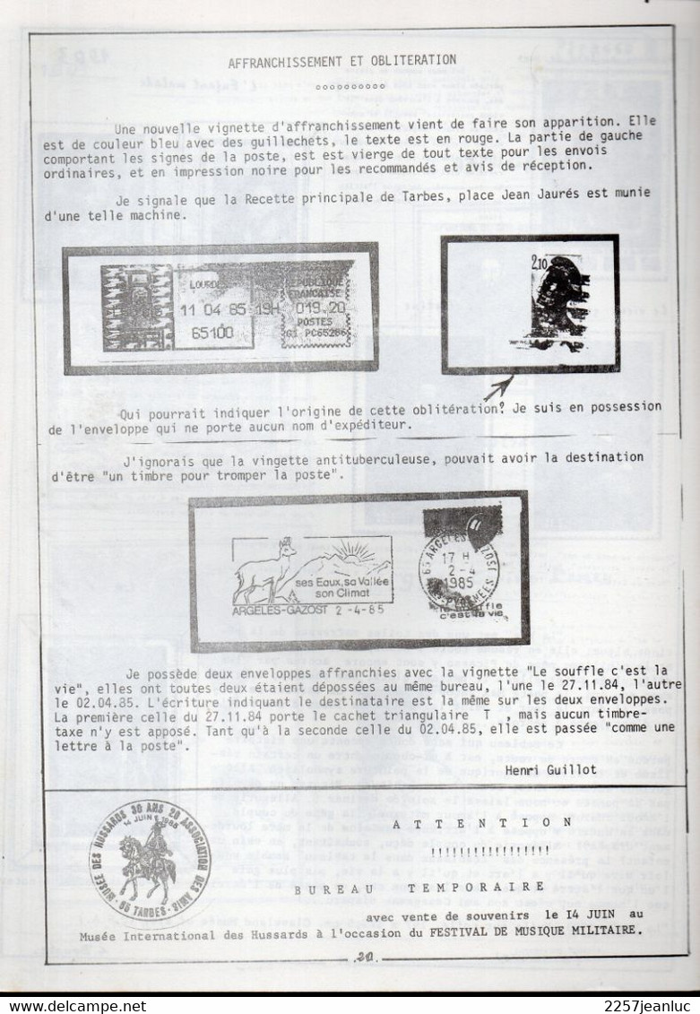 Bulletin Du Groupement Philatélique Des Pyrénée N: 33 De 1985 à Tarbes - Francés