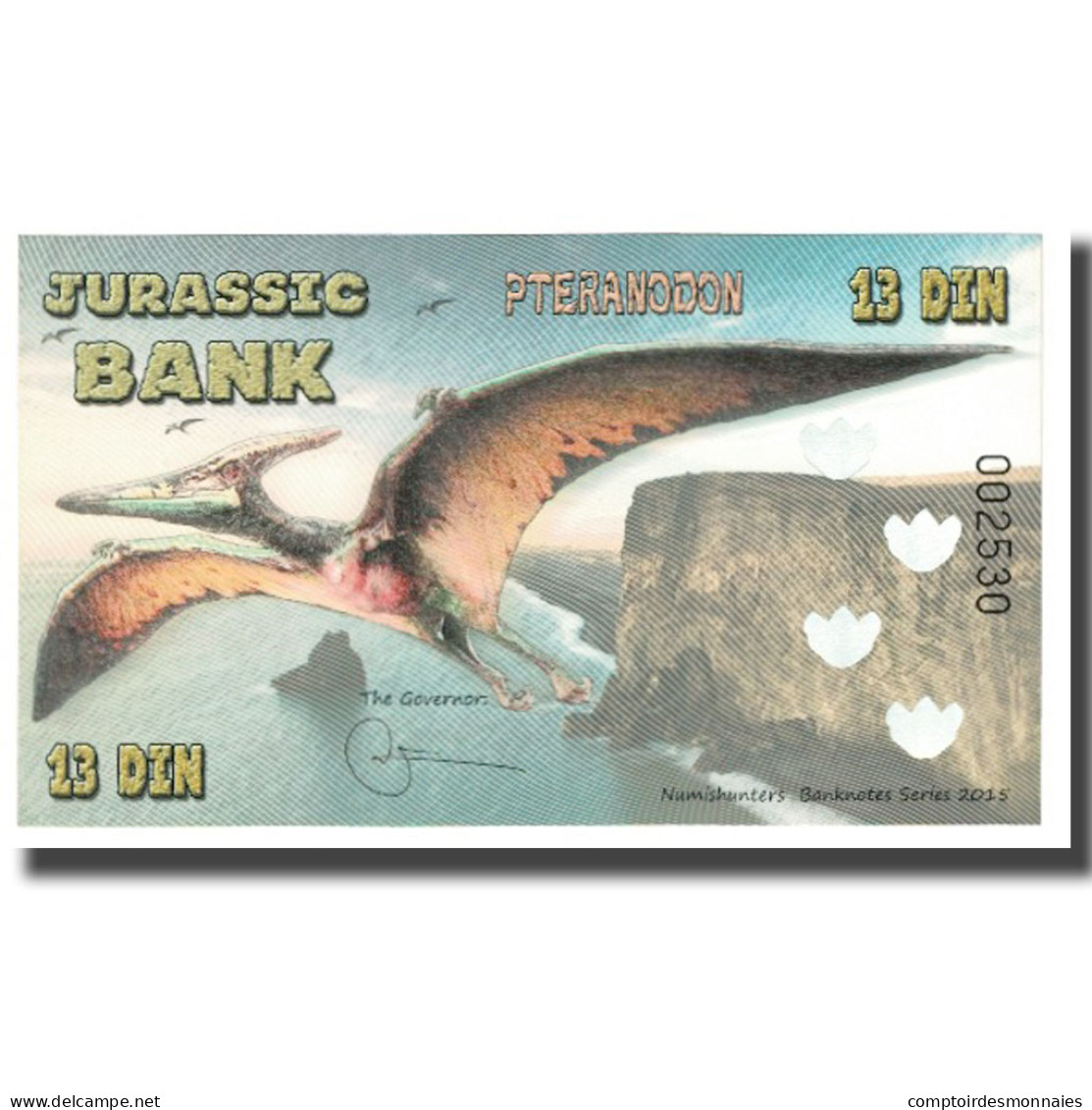 Billet, Espagne, Billet Touristique, 2015, JURASSIC BANK 13 DIN, NEUF - [ 7] Fautés & Variétés