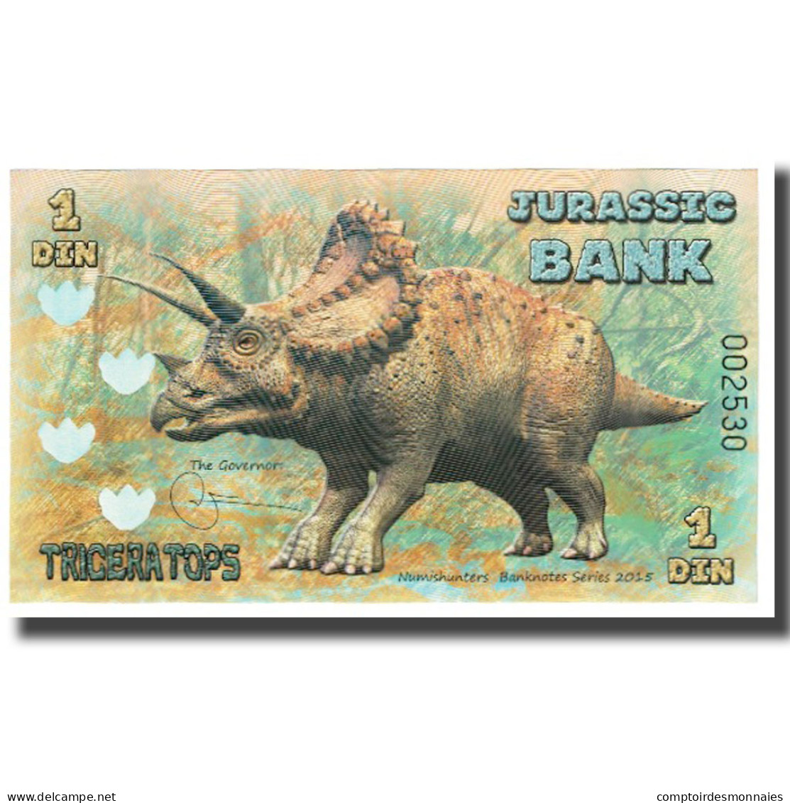 Billet, Espagne, Billet Touristique, 2015, JURASSIC BANK 1 DIN, NEUF - [ 7] Fouten & Varianten