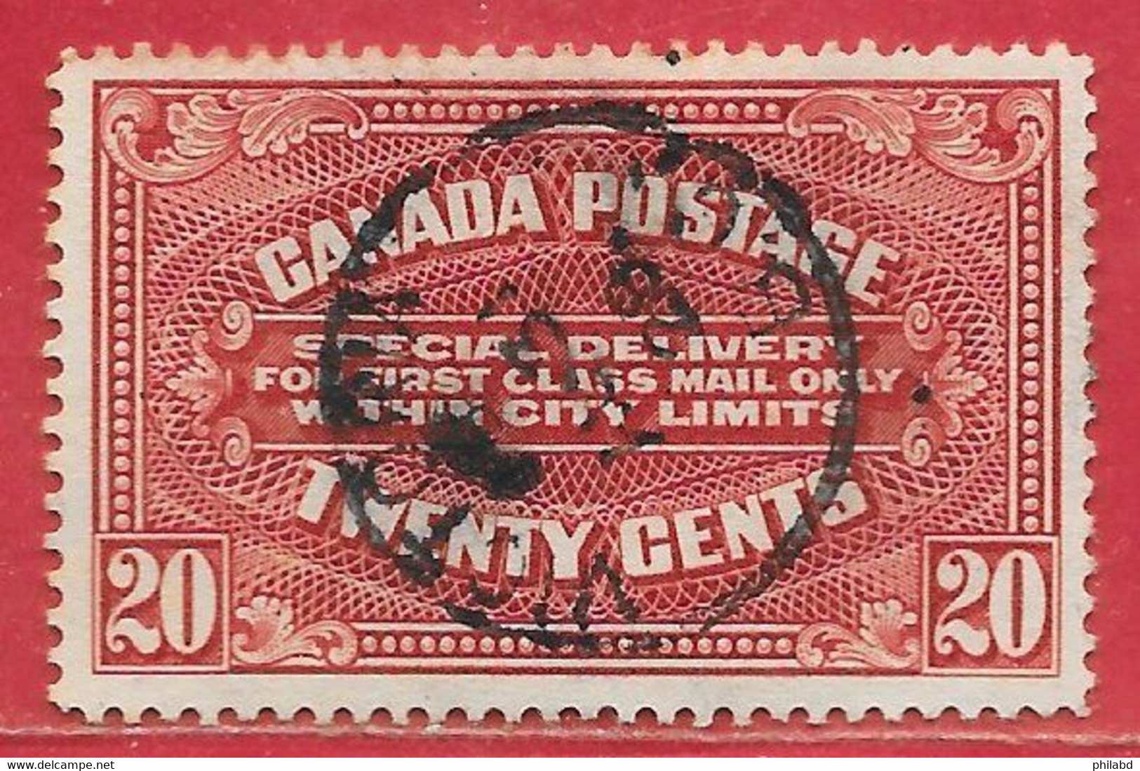 Canada Lettre Exprès N°2 20c Carmin (VICTORIA AU 31 29) 1922 O - Special Delivery