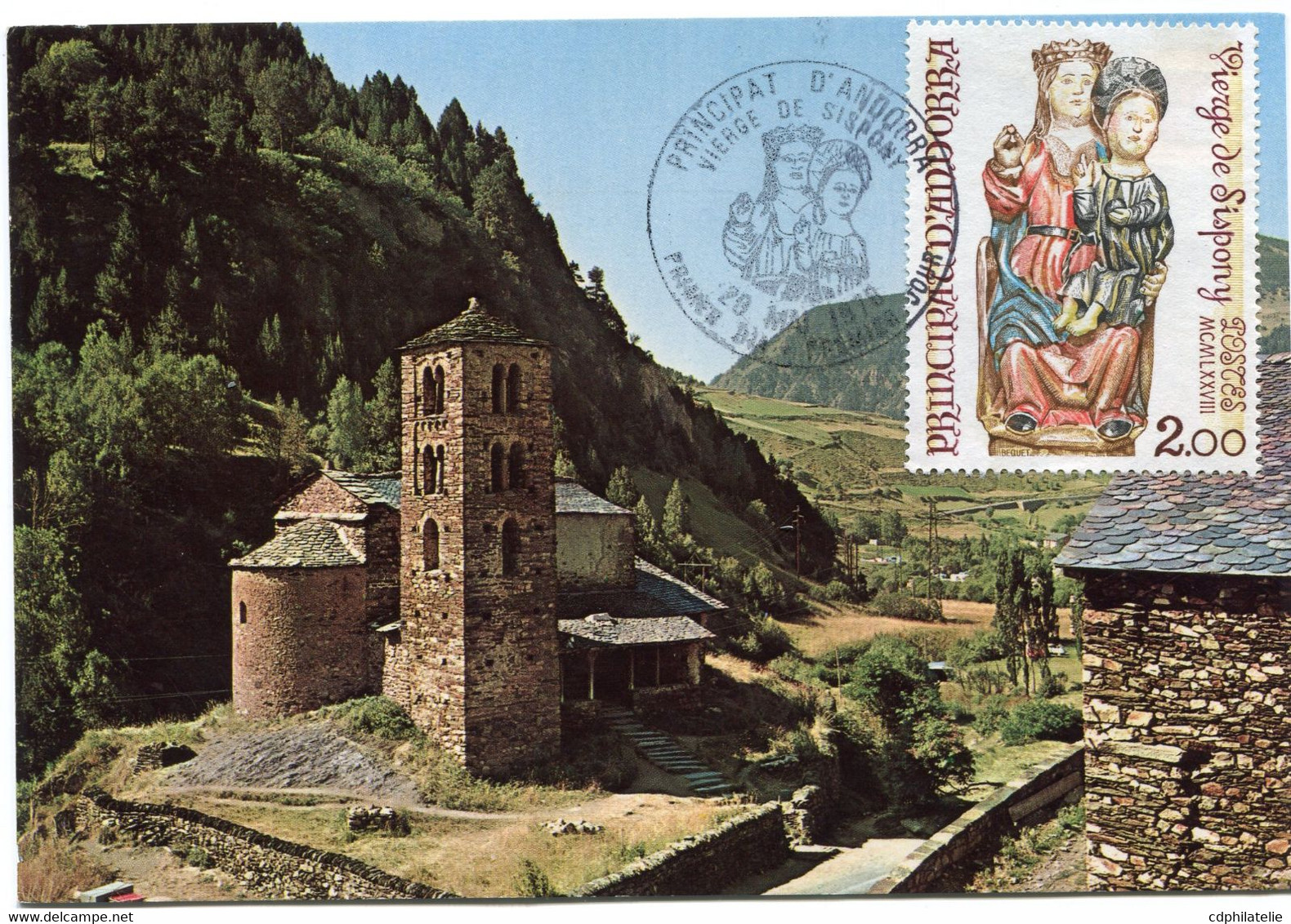 ANDORRE FRANCAIS CARTE MAXIMUM DU N°271 VIERGE DE SISPONY AVEC OBLITERATION 1er JOUR PRINCIPAT D'ANDORRA 20 MAI 1978 - Maximum Cards