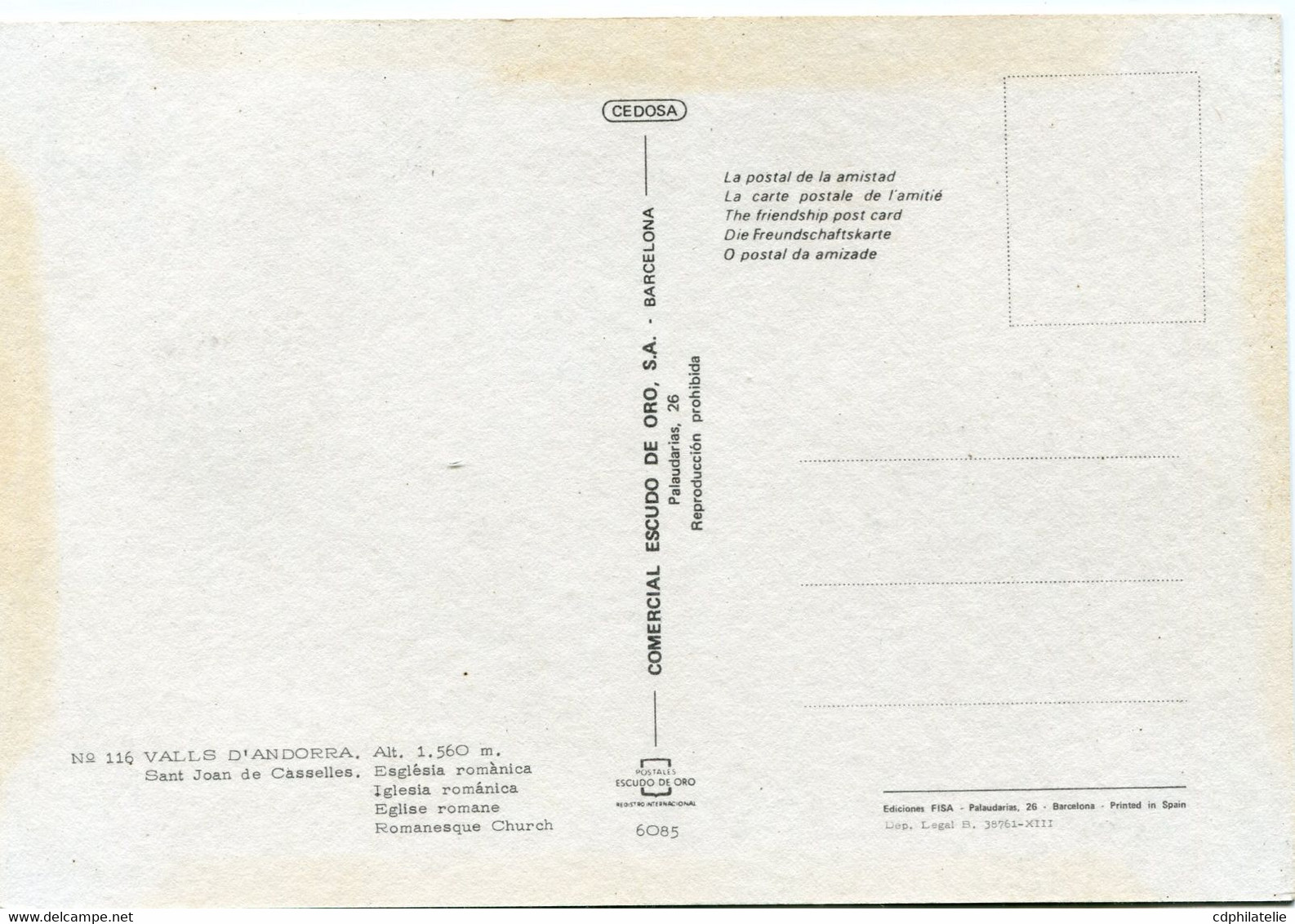 ANDORRE FRANCAIS CARTE MAXIMUM DU N°271 VIERGE DE SISPONY AVEC OBLITERATION 1er JOUR PRINCIPAT D'ANDORRA 20 MAI 1978 - Maximumkarten (MC)