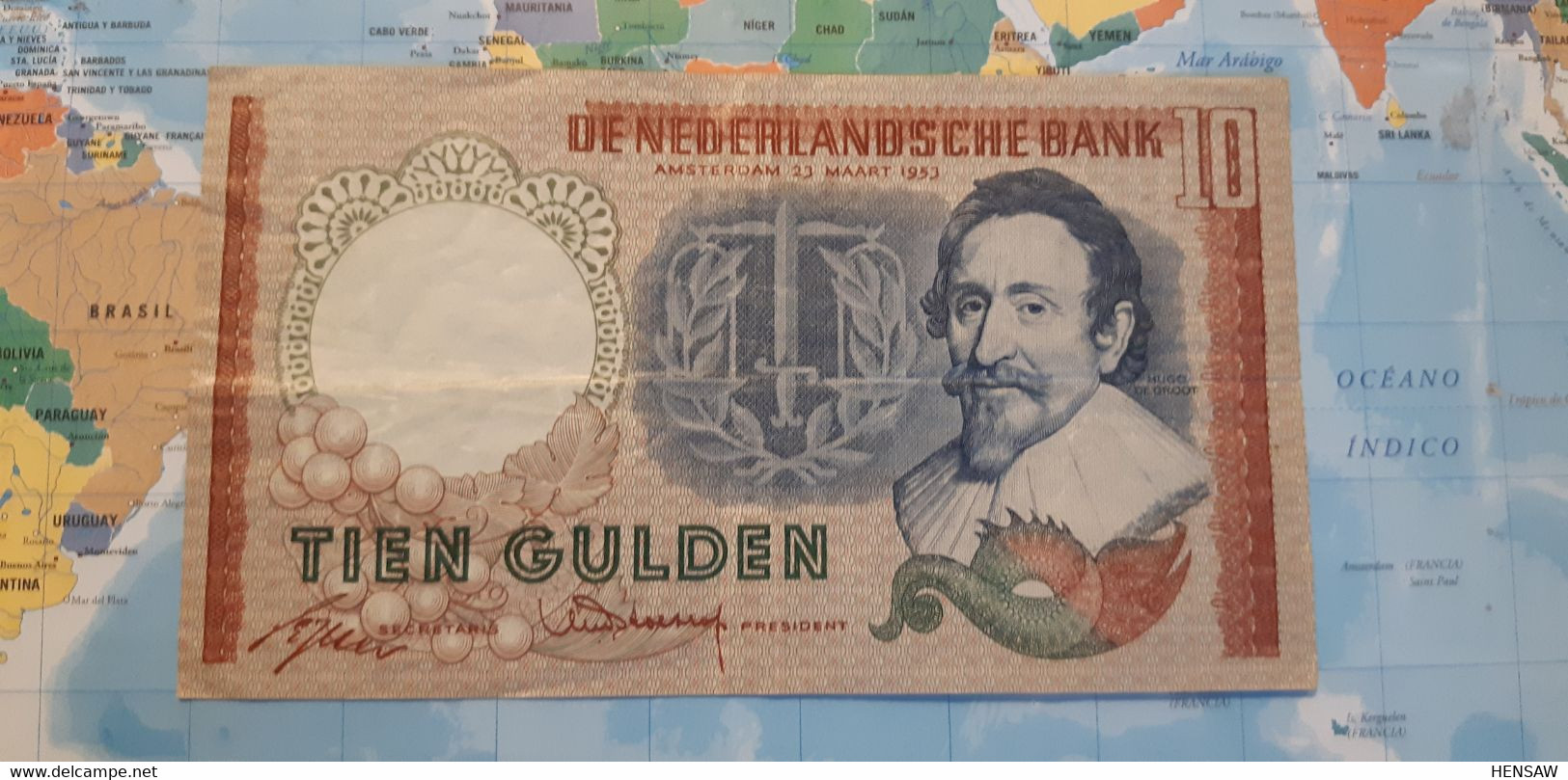 THE NETHERLANDS 10 GULDEN P 85 1953 VF - Autres & Non Classés