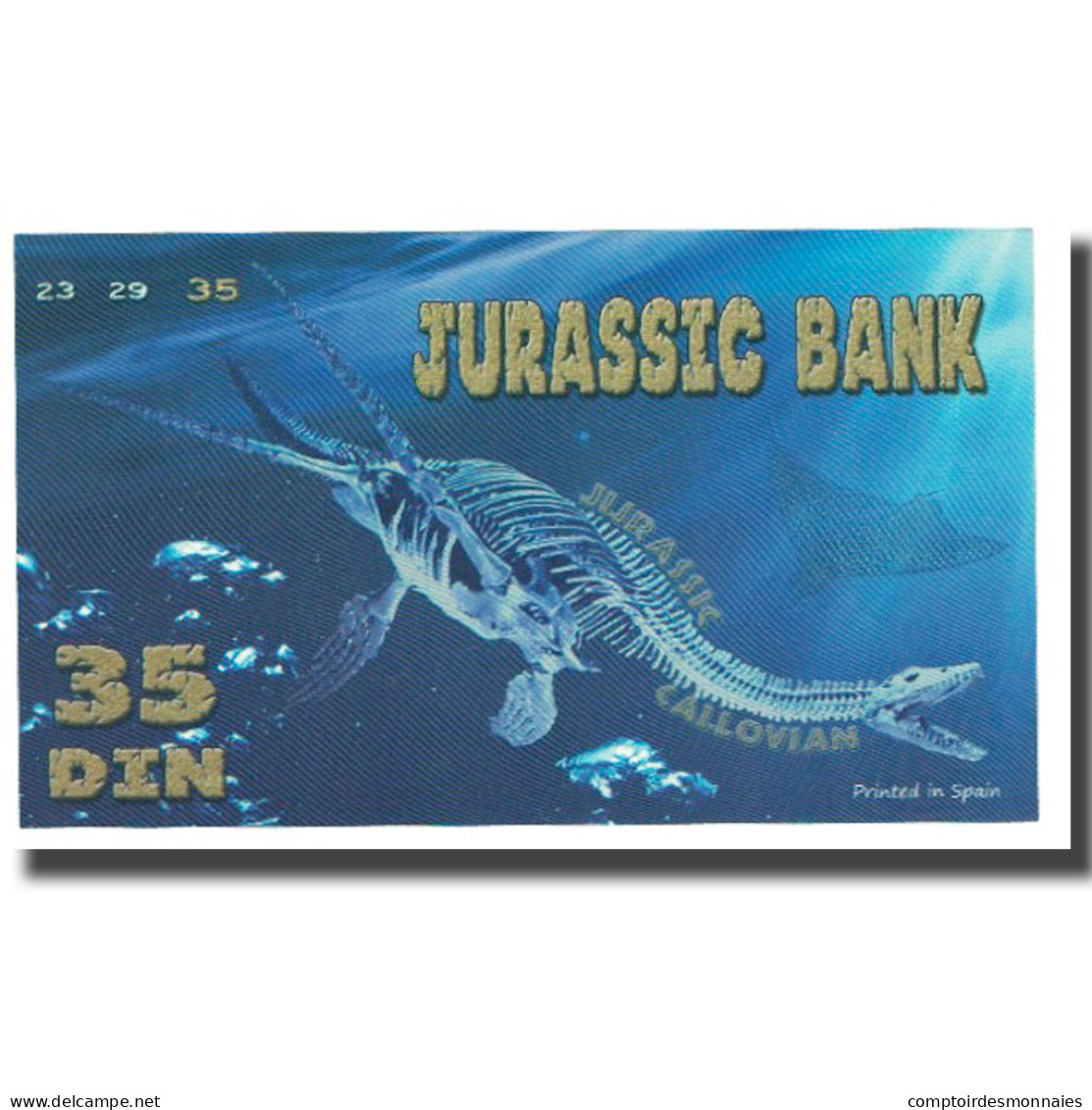 Billet, Espagne, Billet Touristique, 2015, JURASSIC BANK 35 DIN, NEUF - [ 7] Fehldrucke