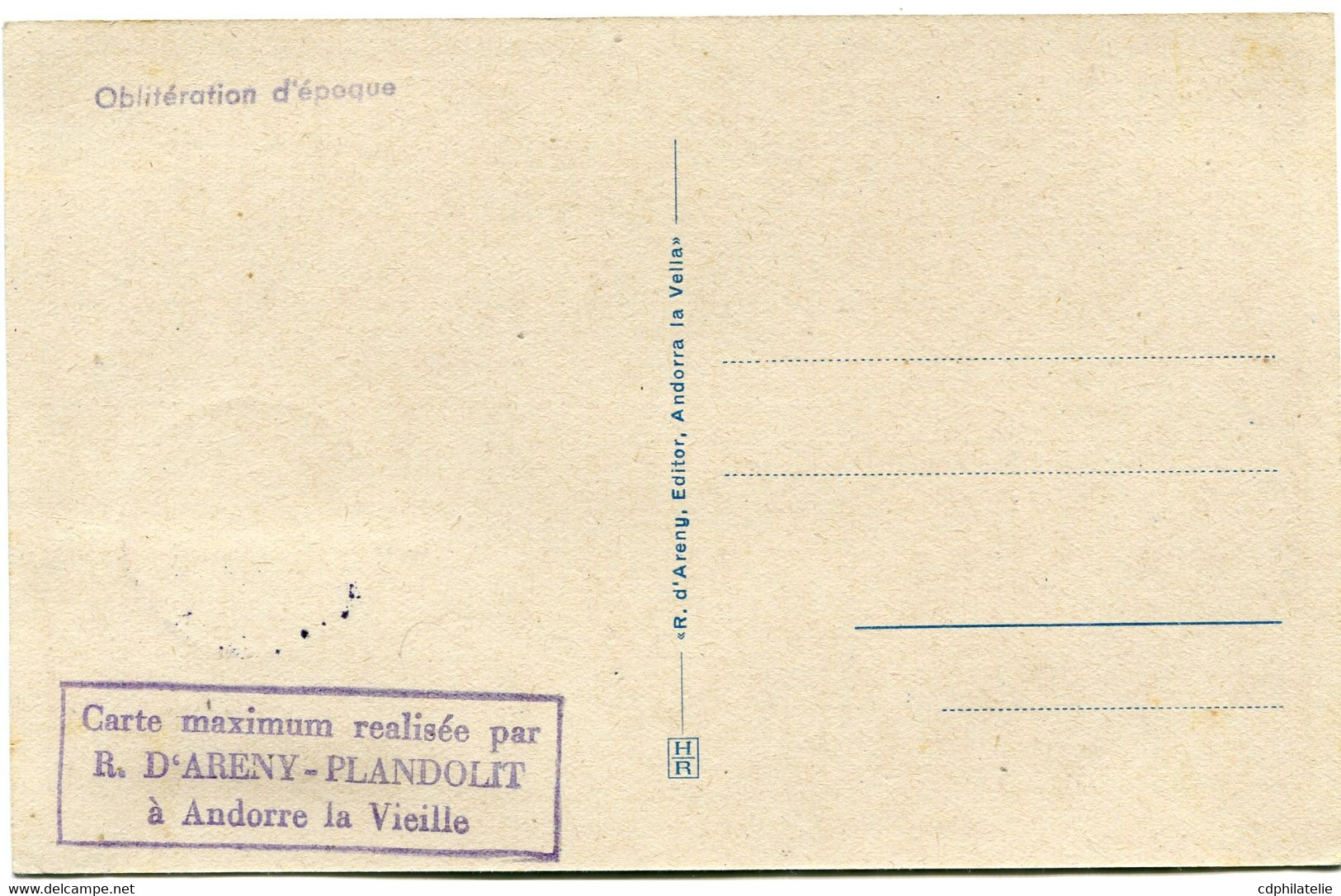 ANDORRE FRANCAIS CARTE MAXIMUM DU N°124 LA MAISON DES VALLEES AVEC OBLITERATION ANDORRE LA VIEILLE 10-12-1952 - Cartes-Maximum (CM)