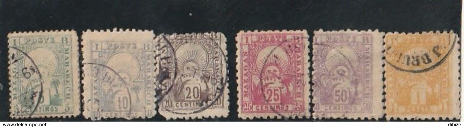 Maroc. Postes Locales. 6 Timbres. Mazagan-Marrakech. Yvert Et Tellier N° 46 à 51. 1893-1895. Etat Moyen. - Poste Locali