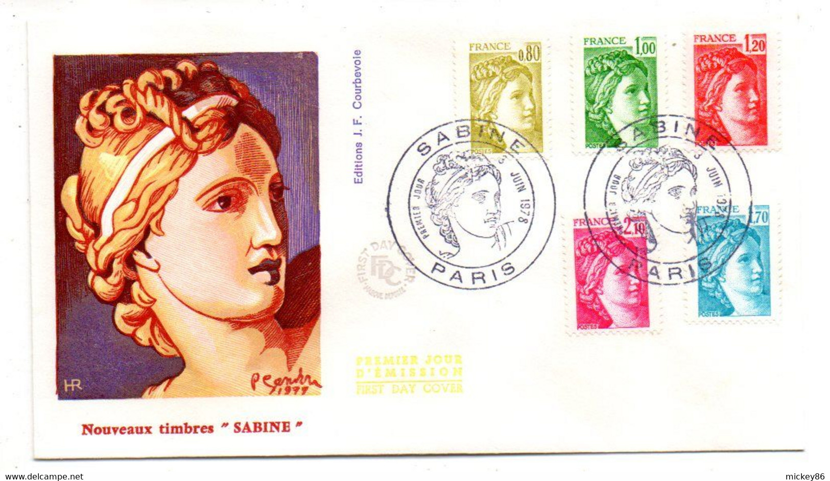 1978 -- FDC-- Marianne SABINE  ( 5 Valeurs)  - Cachet  PARIS - 75 - 1970-1979